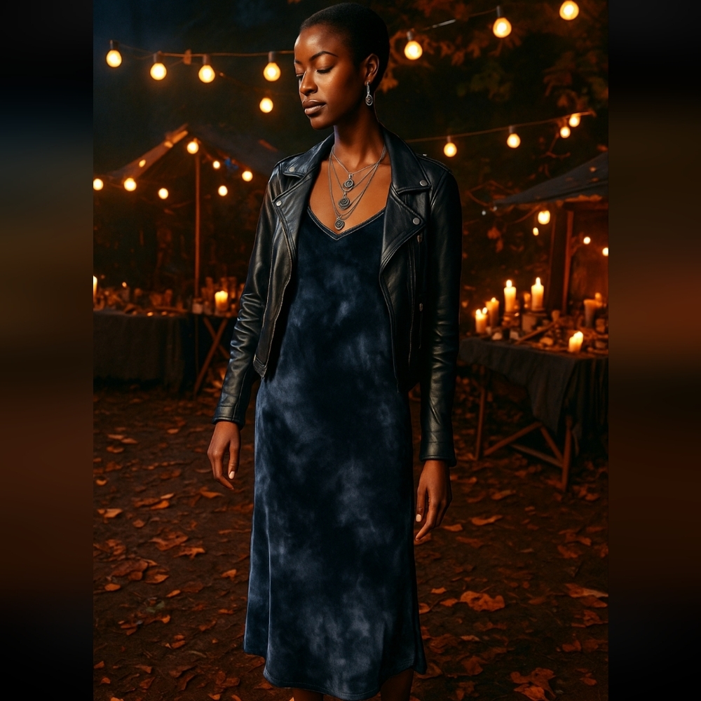 cloth & stone Midnight Navy Velvet Midi Slip Dress